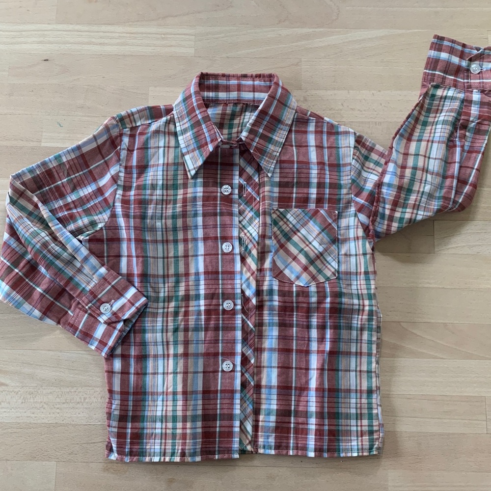 Vintage plaid button down toddler shirt